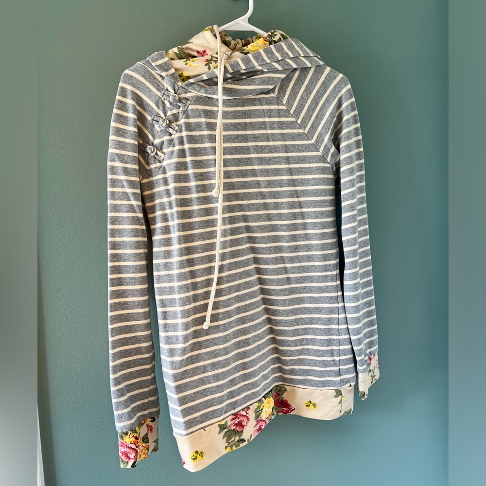 LAST CHANCE Ampersand Ave Floral and Stripe Sweatshirt